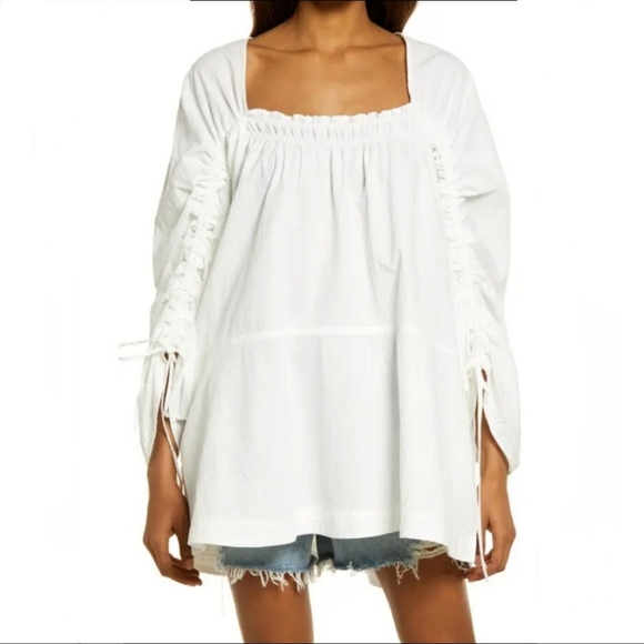 Free People Brynn Puff Long Sleeve Tunic/ Dress - White Size XS - Picture 1 of 10